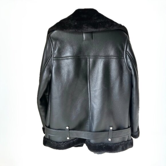 Faux Leather Asymmetric Moto Coat - Picture 3 of 5